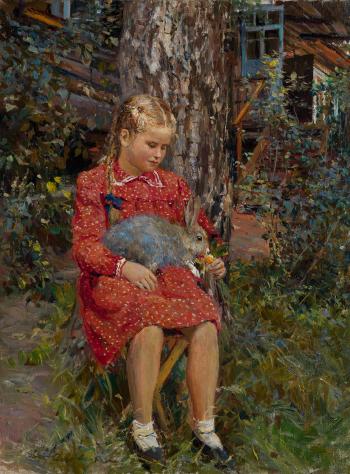 Girl with a Rabbit by 
																	Dmitri A Nalbandian