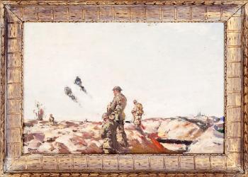 WW1 battlefield scene by 
																	Frank R Crozier