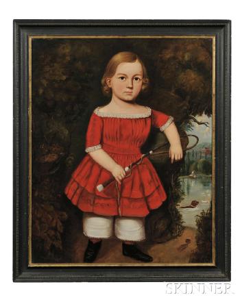 Portrait of a young boy in red by 
																	William Lydston