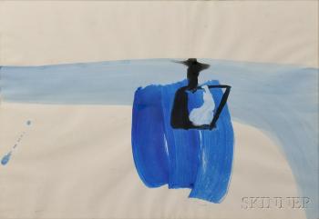 Untitled (blue figure at water) by 
																			Pierre Montant