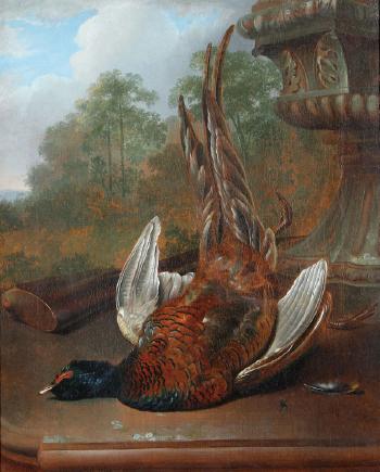 Still life with pheasant and gun by 
																			Johannes Esman