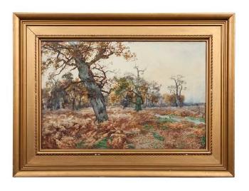 Autumnal landscape with trees by 
																	Frank Saltfleet
