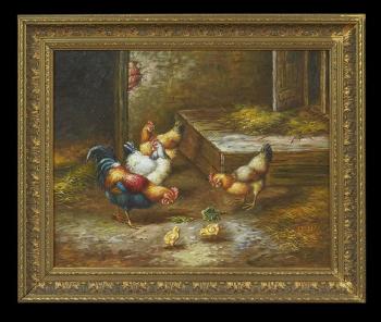 Chickens in the barn by 
																			Hilaire Bals