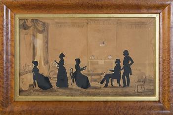 The Parker Family of Boston, Massachusetts in the front parlor of their home at 40 Beacon Street by 
																	Augustin Edouart