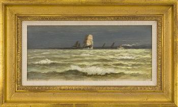 Seascape with clipper Ship by 
																	William Formby Halsall