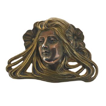 Sash Brooch With Art Nouveau Maiden by 
																	 Unger Brothers
