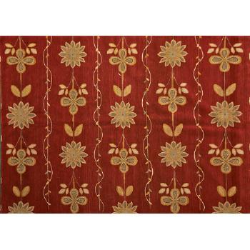 Contemporary Rug With Flowers On Red Ground by 
																	Stephanie Odegard
