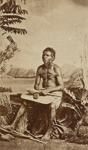 Australian chief. Australian man. Warrior. Man and woman in bush by 
																			John William Lindt