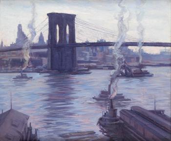 Brooklyn Bridge, New York, from the Brooklyn docks by 
																	Alphonse Palumbo