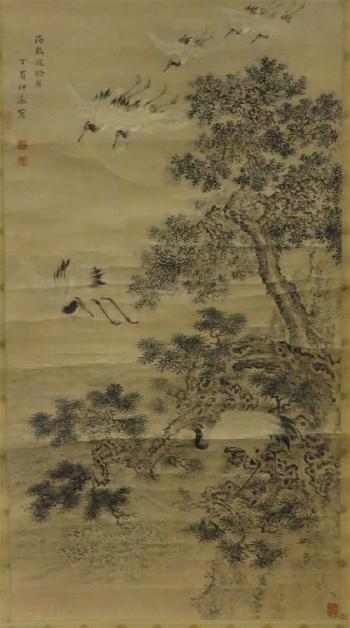 Cranes and pine grove by 
																	Murata Munehiro
