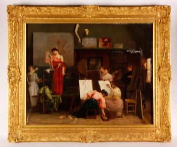Ladies in a studio by 
																			Albert Jules Edouard