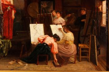 Ladies in a studio by 
																			Albert Jules Edouard