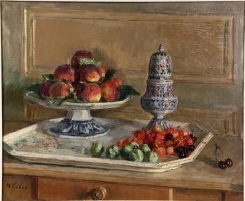 Still Life with Fruit Compote & Muffineer by 
																			Maurice Lobre