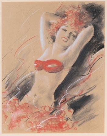 Lady with red bra by 
																	Otto Ottler