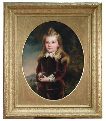 Portrait of a young girl in red by 
																			James Luntley