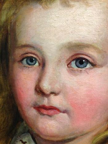 Portrait of a young girl in red by 
																			James Luntley