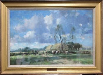 Twin stacks with cattle, Marthan, Norfolk by 
																			Stanley Orchart