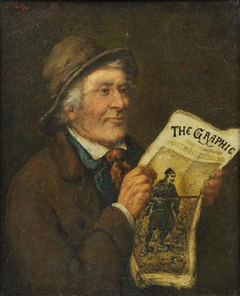 Man reading a newspaper by 
																			Gisela Falke