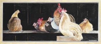 Chickens roosting by 
																	Ada Dawney