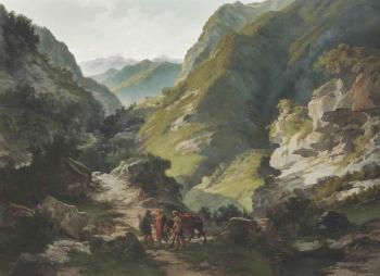 Travellers in the mountains by 
																	Carlo Ademollo