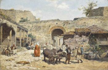 Ottomans at the city wall by 
																	Rudolf Ritter von Ottenfeld