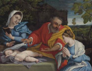 The Holy Family with Saint Catherine of Alexandria by 
																	Lorenzo Lotto