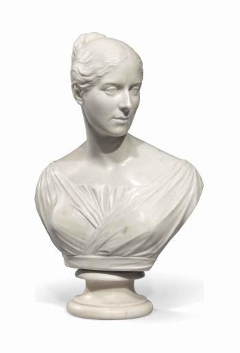 A Victorian Marble Bust Of A Lady by 
																	Edward Hodges Baily
