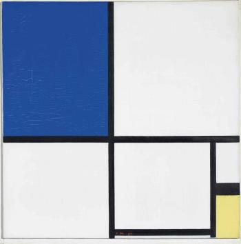 Composition No II with Blue and Yellow by 
																	Piet Mondrian