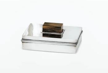 A Silvered Metal And Palmwood Box And Cover by 
																	 Ravinet d'Enfert