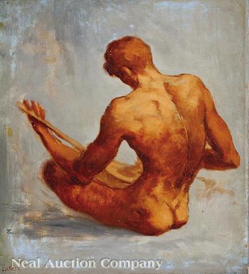 Male Nude Playing Guitar by 
																			Alejandro de Canedo