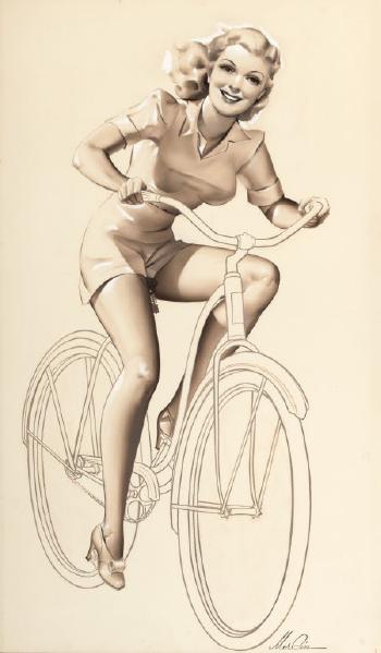 Pin-Up Riding a Bike by 
																			Merlin Glen Enabnit