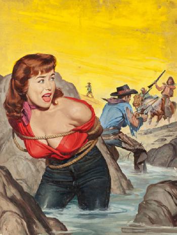 The Cowpoke and His $50,000 Date, True Men Stories magazine cover by 
																			Will Hulsey
