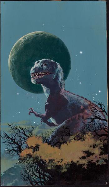 T-Rex Hunting by the Light of the Moon by 
																			Vincent Di Fate