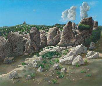 A Landscape No One Knows with Distant Silver Pyramid and Thunderheads by 
																			Kelly Fearing