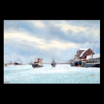 Frozen harbor in Oslo by 
																			Otto Lusty