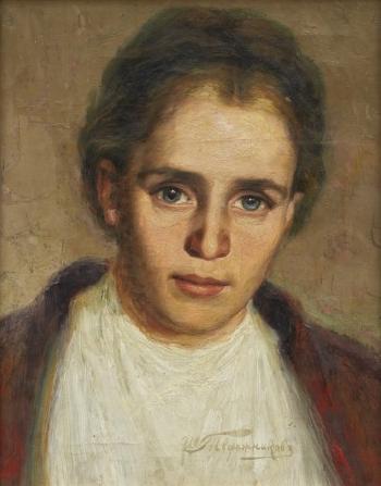 Portrait of a woman by 
																			Ivan Ivanovich Tvorozhnikov