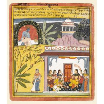 An illustration to the Rasikapriya by 
																	 Sahibdin