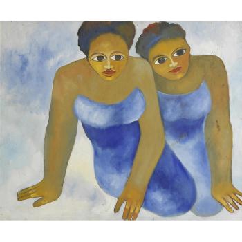 Two Young Girls by 
																	Kizito Maria Kasule