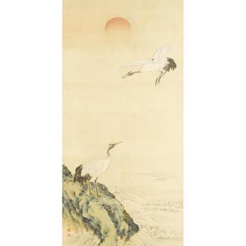 Seashore with Cranes at Sunset by 
																	Nakajima Raisho