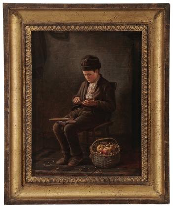 Young boy cracking nuts by 
																			John Donaghy