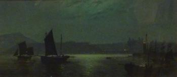 The South Bay Scarborough by moonlight by 
																	Alphonse Neumans