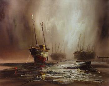 Boats at low tide by 
																	John Bampfield