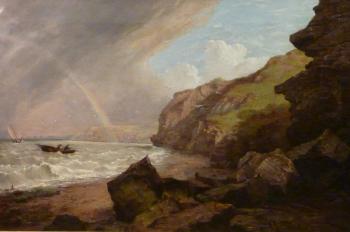 Coastal scene with rainbow by 
																	George Cammidge