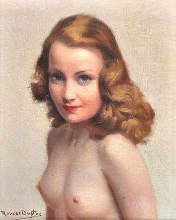 Bust portrait of a naked girl by 
																	Robert Duftas