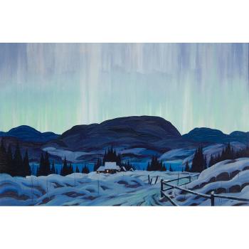 Northern Lights (Chalet at dusk, winter) by 
																			Graham Noble Norwell