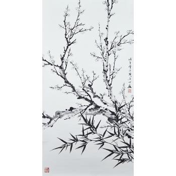 Plum Blossom And Bamboo by 
																	 Zhou Shixin