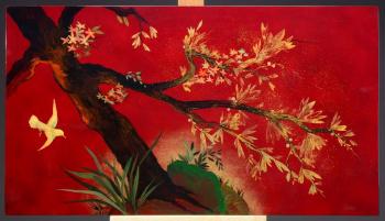 Branche d'arbre fleurie et d'un oiseau by 
																			Henri Tambute