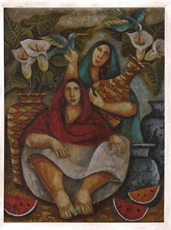 Mujeres con cántaros y flores by 
																	Aida Emart