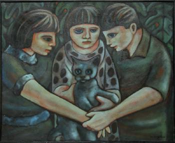 Untitled (Children and cat) by 
																			Wellington Virgolino