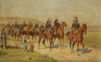 Militaires à cheval by 
																	Jules Antoine Voirin